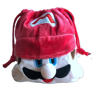 Mario Bros Plush Drawstring Bag for Kid Cartoon Mario Plush Drawstring <strong>Bundle</strong> Pocket Luigi Stationery Storage Pencil Bag
