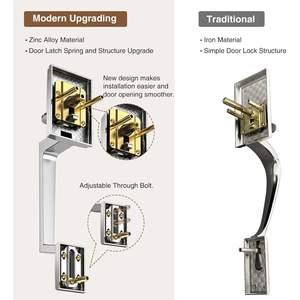 Poignée de porte extérieure moderne en nickel satiné, en zinc, design réversible ambidextre pour porte d'entrée - Product Image 5