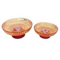 Bol à fruits en verre cannelé ambré sur piédestal, plat de service pour table à manger, décoration intérieure, centre de table de mariage, vente en gros, couleur personnalisée