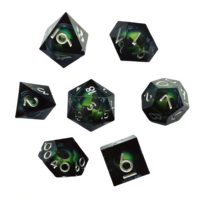Feeron D&D Liquid Ring Modern, ensemble de dés polyédriques en résine durable de 7 pièces, comprenant un gobelet à dés et une boîte, cadeau pour adultes