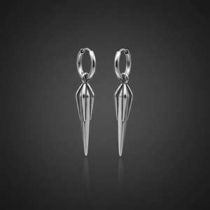 Aros tipo huggie personalizados para hombre, de acero inoxidable 316L, hipoalergénicos, con diseño geométrico de púas, estilo vintage, punk, gótico, para hombre. - Product Image 1