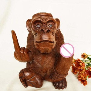 Decorazione in legno intagliato a mano statua di arte erotica pene scultura in legno di scultura scimmia pene in legno <span class=keywords><strong>dildo</strong></span> - Product Image 1