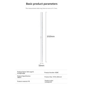 Règle transparente organique Deli 8200 pour étudiants, règle à dessin de 100 cm, règle de mesure pour usage de bureau, échelle claire, 60 pièces par carton - Product Image 3