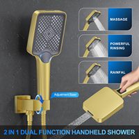 Ensemble de robinetterie de douche 12 pouces, système de pluie à montage au plafond, 2 douches pluie carrées, kit multifonctionnel avec douchette à bouton-poussoir