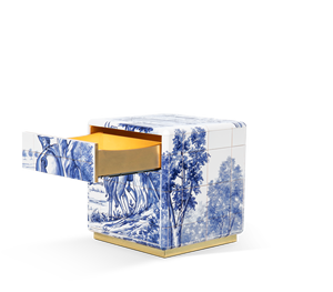 Di lusso di fascia alta piastrelle dipinte a mano comodino moderno camera da letto mobili in ottone Base angolo comodino con <span class=keywords><strong>2</strong></span> cassetti - Product Image 2