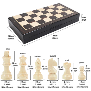 Échiquier <span class=keywords><strong>pliant</strong></span> en bois d'ébène de 13 pouces 33cm avec pièces Staunton de 2.5 pouces 6.2cm jeu d'échecs en bois prêt à jouer en stock - Product Image 3