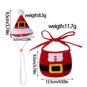 ชุดหมวกและผ้าพันคอสำหรับสัตว์เลี้ยงผ้าเช็ดทำความสะอาดฤดูใบไม้ร่วงและฤดูหนาวสำหรับสุนัขแมวอุปกรณ์เสริมชุดหมวกและผ้ากันเปื้อนสำหรับสุนัขคริสต์มาส - Product Image 4