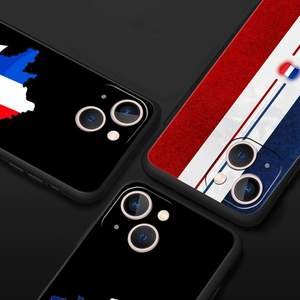 <span class=keywords><strong>Coque</strong></span> de téléphone de luxe drapeau français pour <span class=keywords><strong>iPhone</strong></span> 13 15 14 12 Mini 11 16 Pro MAX XR X SE XS 7 8 Plus Housse de protection en silicone noir - Product Image 2