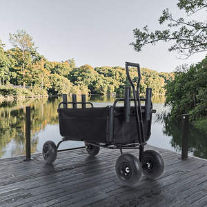 עגלת יד מתקפלת עם ארבעה גלגלים ומסגרת מוט/שמשייה, ניתנת להתאמה אישית (OEM), עמידה, מתאימה לחוף, אופניים, דיג, קמפינג וקניות. - Product Image 5