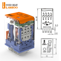 Relais électromagnétique LANBOO pour panneaux de commande sur rail DIN OEM 220VAC 5A 14 broches 24VDC Construction de qualité industrielle J21A