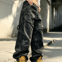 Ouna Clothing Manufacturers - Jeans cargo en denim camouflage vintage pour homme, coupe droite et ample, sur mesure