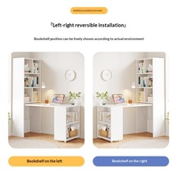 Bureau d'ordinateur pliable multifonctionnel pour la maison avec bibliothèque et étagère intégrées, en MDF, aucun assemblage requis