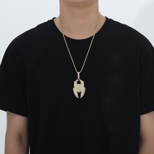 จี้รูปแมงมุม, เครื่องประดับฮิปฮอป, จี้ทองแดงฝังเพทายสำหรับคู่รัก ของขวัญคริสต์มาส, จี้รูปแมงมุมเท้าใหญ่พร้อมสร้อย - Product Image 3