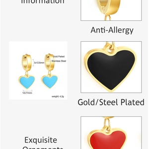 Pendientes de Aro Geométricos de Acero Inoxidable Chapados en Oro para Mujer, Personalizables, de Moda, con Esmalte, Set de Joyería de Tendencia - Product Image 5