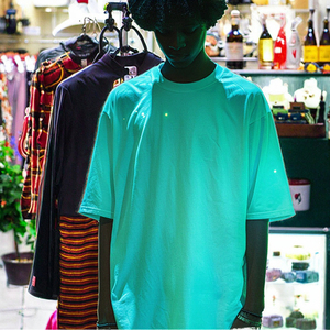 Camiseta de Algodón Grueso de 260 g/m², Estilo Urbano, Holgada, Informal, Unisex, Básica, Lisa, CVC, Corta, Hip Hop - Product Image 2