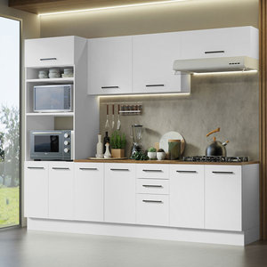 Armoires de cuisine en bois personnalisées, portes en <span class=keywords><strong>verre</strong></span>, charnières, style moderne, ignifuges, écologiques, designs complets de cuisine pour la maison - Product Image 1