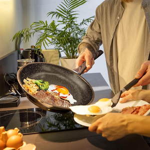 High Quality <b>Ceramic</b> Nonstick Glass Cover Cookware 4-5L Capacity Gas & Induction Forged Aluminium Frying <b>Pan</b> - Product Image 3