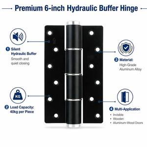 Bisagra Hidráulica de Cierre Suave de Alta Resistencia de 6 Pulgadas, Bisagra Silenciosa de Aleación de Aluminio Tipo E de Alta Gama en Negro Mate para Puerta de Madera de Hotel - Product Image 3
