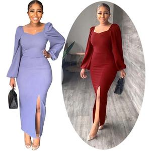 فساتين سهرة نسائية أنيقة بفتحة الربيع والخريف ملابس عشاء بأكمام طويلة فستان حفلة حورية البحر - Product Image 1