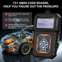 Escáner de código OBD2 para coche T31 de 12V, herramienta analizadora de motor, herramienta de diagnóstico de fallas de lectura de luz de motor para coches de 12V desde 1996