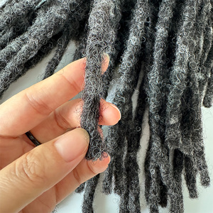 En stock, cheveux humains indiens 1b avec mèches grises, perruques <span class=keywords><strong>afro</strong></span> tressées à base de dentelle complète pour toupet, perruques dreadlocks de 6 pouces pour <span class=keywords><strong>homme</strong></span> - Product Image 4