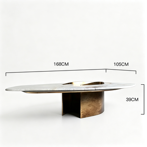 Table basse en marbre irrégulier Dream Home avec base en laiton <span class=keywords><strong>patiné</strong></span>, accent en métal artistique, table de salon de luxe - Product Image 5