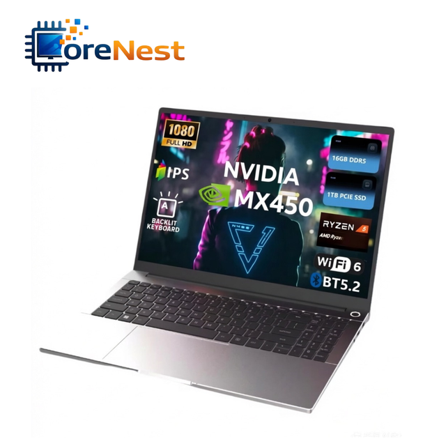 Factory Custom Intel N5095 MX450 15.6 Inch Laptop Portable Notebook Computer Discrete Graphics Card Office Business Slim Laptop