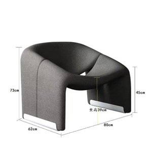 Sillón Individual Estilo Crema, Sillón para Sala de Estar, Hogar, Balcón, Recepción, Ocio, Sillón de Piel de Cordero - Product Image 6