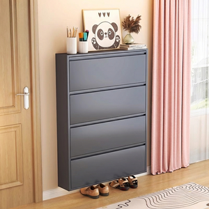 Modern <b>4</b> <b>Drawer</b> Shoe Rack <b>Plastic</b> Freestanding Space Saving Entryway <b>Storage</b> Cabinet Minimalist Design Home Furniture - Product Image 1