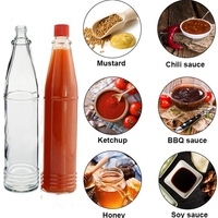 Leere 3 Unzen 5 Unzen 8 Unzen 150ml 250ml klare Woozy Chili Salat Ketchup Hot Sauce Glasflasche mit roter Kappe
