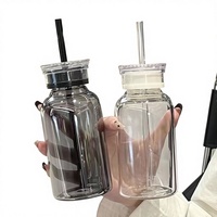 Nouvelle tasse à paille pour femme, grande capacité, en verre transparent de haute qualité, portable, résistante aux hautes températures, aux couleurs éclatantes