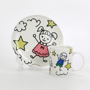 Jouets éducatifs interactifs tasse en céramique personnalisée enfants <span class=keywords><strong>peinture</strong></span> inachevée dessin animé tasse et assiette kit <span class=keywords><strong>de</strong></span> <span class=keywords><strong>peinture</strong></span> bricolage pour activité familiale - Product Image 4