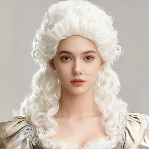 Parrucche JAMBALAYA per Avvocati e Giudici, Capelli Bianchi Lunghi e Ricci in Stile Barocco per Adulti, Cosplay, Feste, Halloween, Vendita all'Ingrosso di Parrucche - Product Image 1