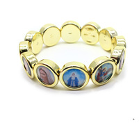 Bracelet imprimé avec Icon catholique de jésus Christ, personnalisé, 1 pièce, extensible, bijoux religieux