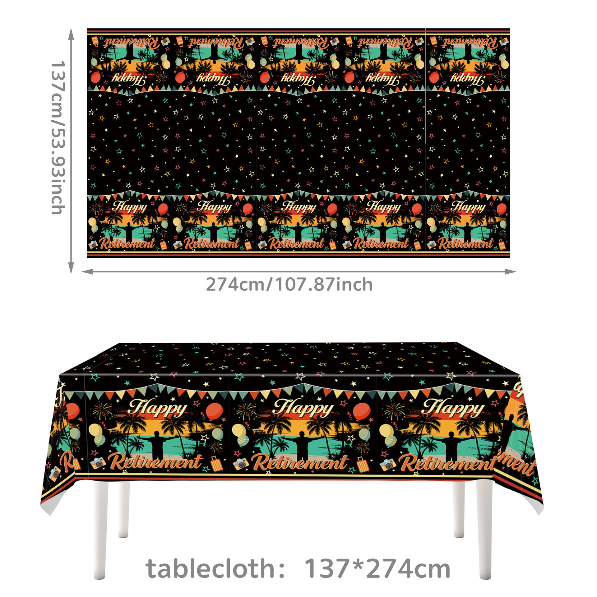 Nappe noire-1 pièce (137*274 cm)