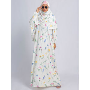 Meilleures ventes : Ensemble Abaya Hijab Kimono décontracté en polyester brodé pour femme, manches longues, coupe ample, style arabe de Dubaï, pour l'Aïd - Product Image 1