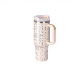 Vaso Térmico para Auto de 40 oz con Logotipo Personalizado OEM al por Mayor, Vaso de Acero Inoxidable al Vacío con Asa, Diseño de Leopardo, para Fiestas, Deportes y Fitness - Product Image 2
