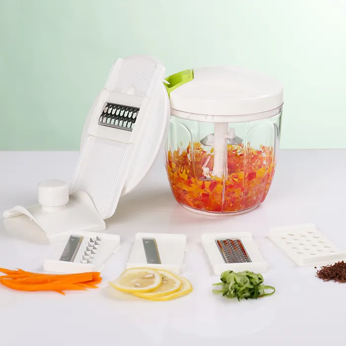 7 in 1 Kitchen Fruit & Vegetable Tools Cassava Grater - Mini Plastic Shredder - Manual Vegetable Slicer Pull Chopper