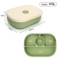 Boîte à lunch en silicone réutilisable sans BPA étanche à quatre compartiments pour le stockage des aliments des enfants