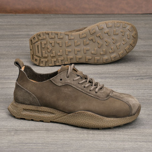 Chaussures rétro pour hommes en cuir véritable, bout rond, lacets, légères, style décontracté, nouvelle mode printemps, baskets décontractées - Product Image 4