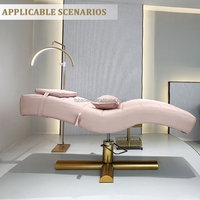 Lit de soin incurvé rose de luxe personnalisé pour extensions de cils et soins du visage pour salon