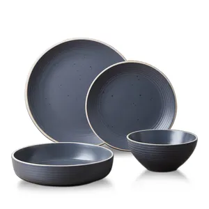 Set da tavola per insalata di stoviglie per la casa di lusso Set di piatti per matrimoni personalizzati Set di stoviglie in ceramica a rilievo