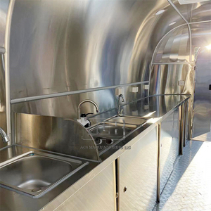 New Original Catering Trailer Coffee Truck Stainless Steel Aluminum 4-Wheel <b>Foldable</b> <b>Cart</b> Candy Food US - Product Image 4