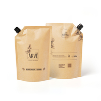 Sachet liquide anti-humidité artisanal, petit format, en papier/AL/NY/PE, avec bec verseur, pochette autoportante pour shampoing, lotion, blush
