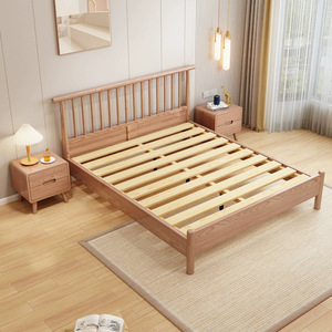 Lit plateforme en bois de frêne massif 1,5 m 1,8 m, style nordique, gain de place, meubles de chambre à coucher - Product Image 3