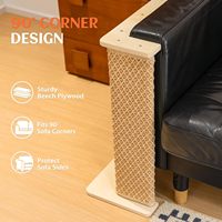 En stock : Griffoir d'angle classique en bois pour chat avec laine et sisal – Tapis de griffage durable pour accoudoir de canapé – Vente en gros