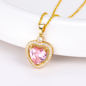 Collar <span class=keywords><strong>de</strong></span> Cristal Rosa con Corazón <span class=keywords><strong>de</strong></span> Diseño Inspirado en una Marca Famosa <span class=keywords><strong>de</strong></span> Lujo y Alta Calidad para Mujer - Product Image 5