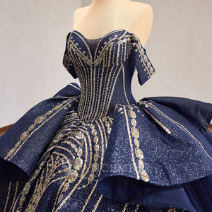 261094 Impresionante Vestido de Quinceañera Azul Marino con Escote Corazón, Lentejuelas, Cintura Natural, Bordado y Antiestático para Chicas de 15 Años - Product Image 5