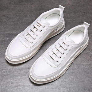 High Quality New Autumn Fashion Sports Trainers Plain Lace up White Leather Sneakers <b>Shoes</b> Casual for <b>Men</b> Leather White <b>Shoes</b> - Product Image 2