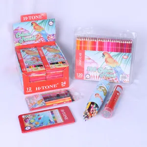 Custom 12 Colors Wood Sketch Colouring Pencils Set For Kids In Box Package Professional 3.5 / 7 Inch Art Drawing Colored Pencils